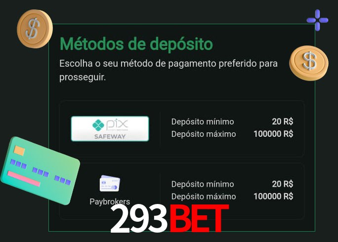 O cassino 293bet oferece uma grande variedade de métodos de pagamento